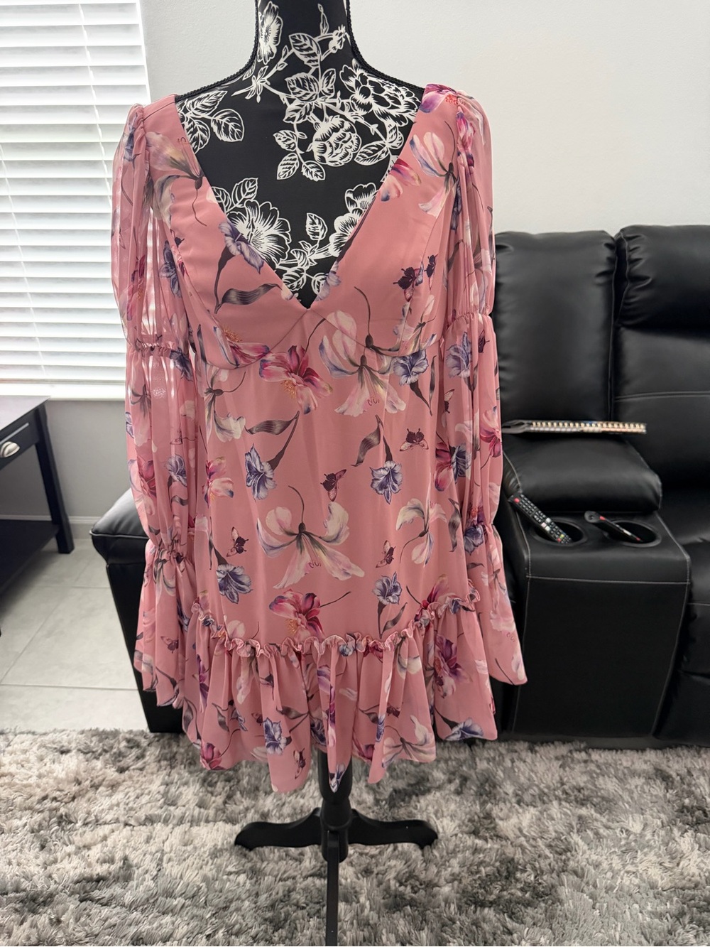 Mac Duggal Pink Floral Mini Dress